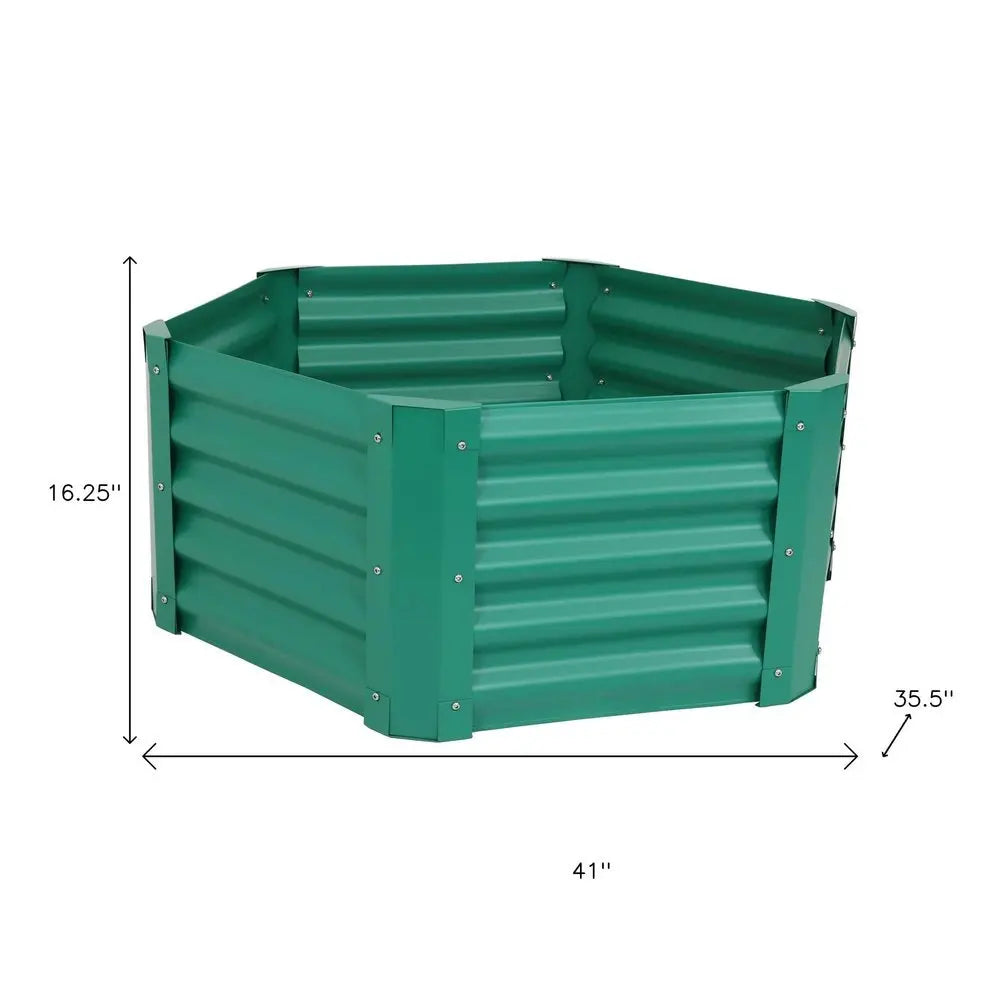 16" X 41" Green Steel Hexagon Planter Box - NOBLE HOME INTERIORS