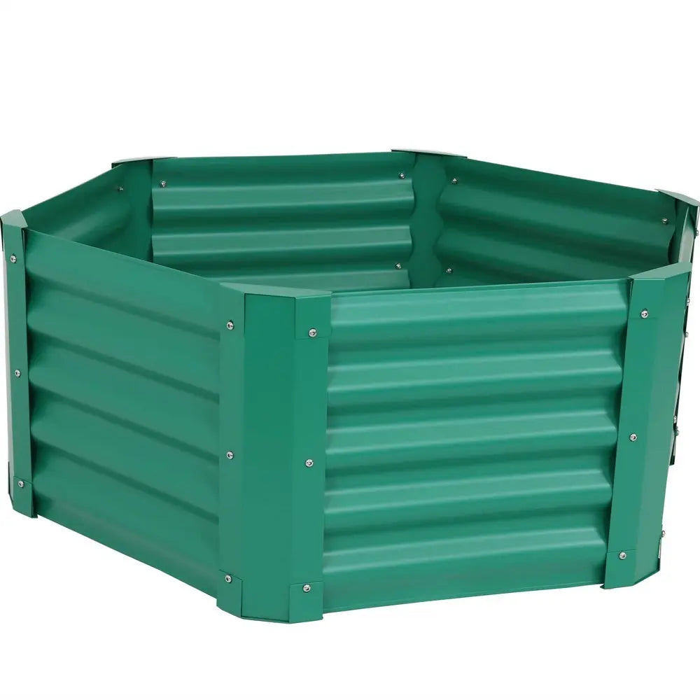 16" X 41" Green Steel Hexagon Planter Box - NOBLE HOME INTERIORS