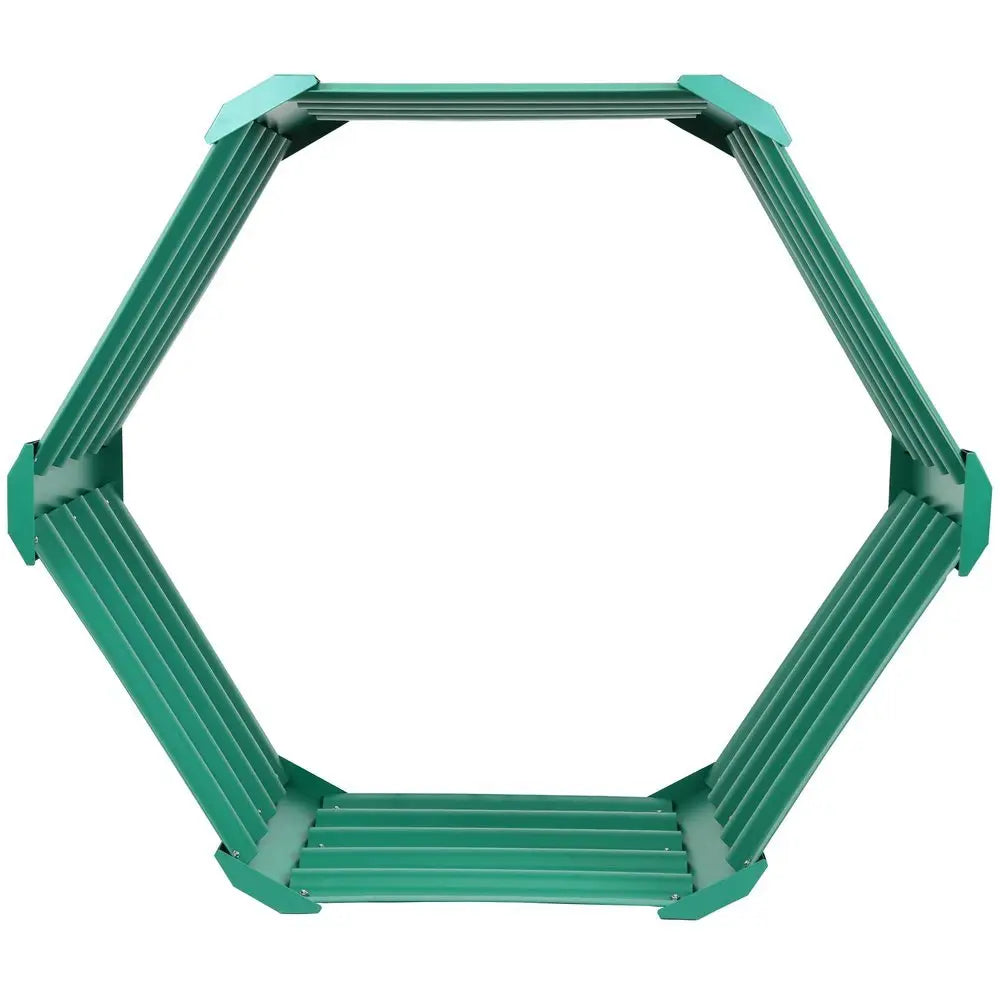 16" X 41" Green Steel Hexagon Planter Box - NOBLE HOME INTERIORS