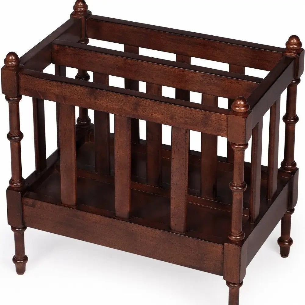 17" Brown Solid Wood Magazine Holder - NOBLE HOME INTERIORS