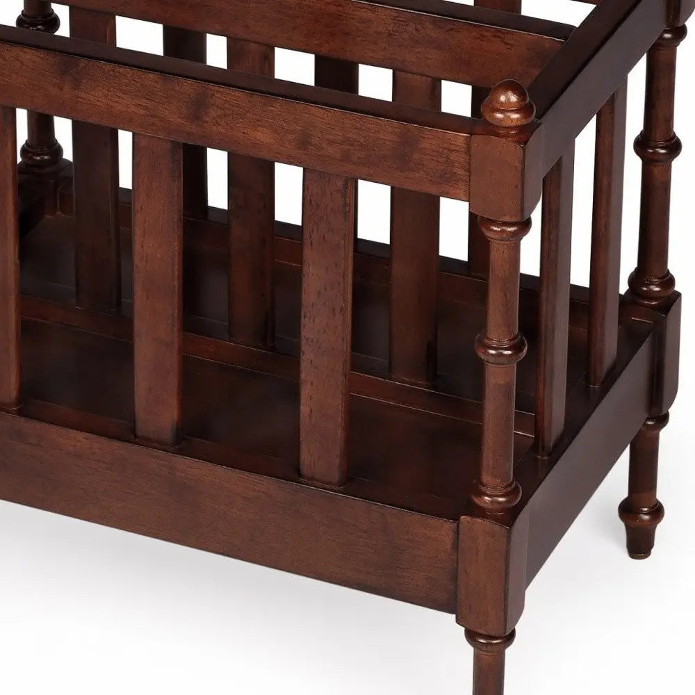 17" Brown Solid Wood Magazine Holder - NOBLE HOME INTERIORS
