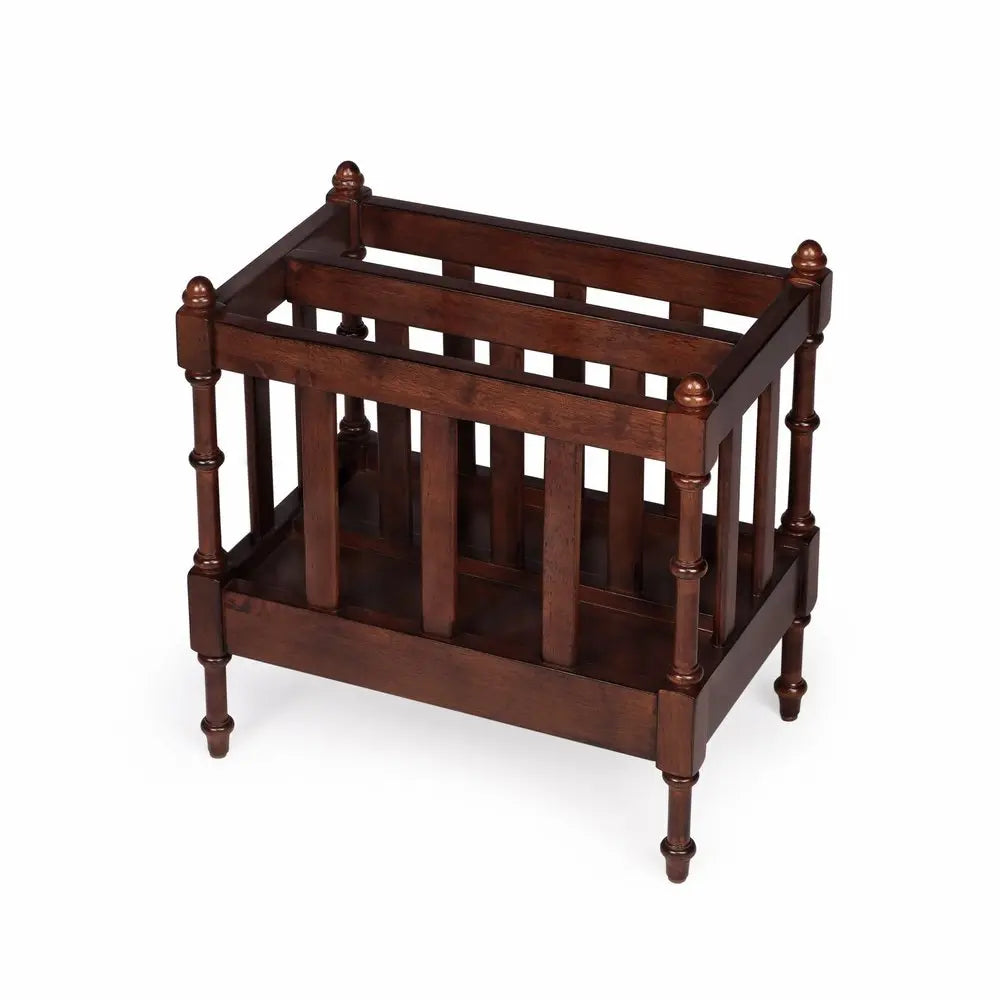 17" Brown Solid Wood Magazine Holder - NOBLE HOME INTERIORS