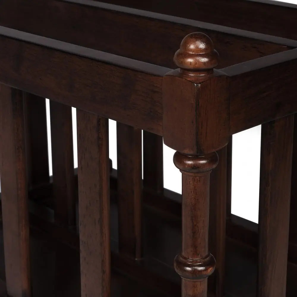 17" Brown Solid Wood Magazine Holder - NOBLE HOME INTERIORS