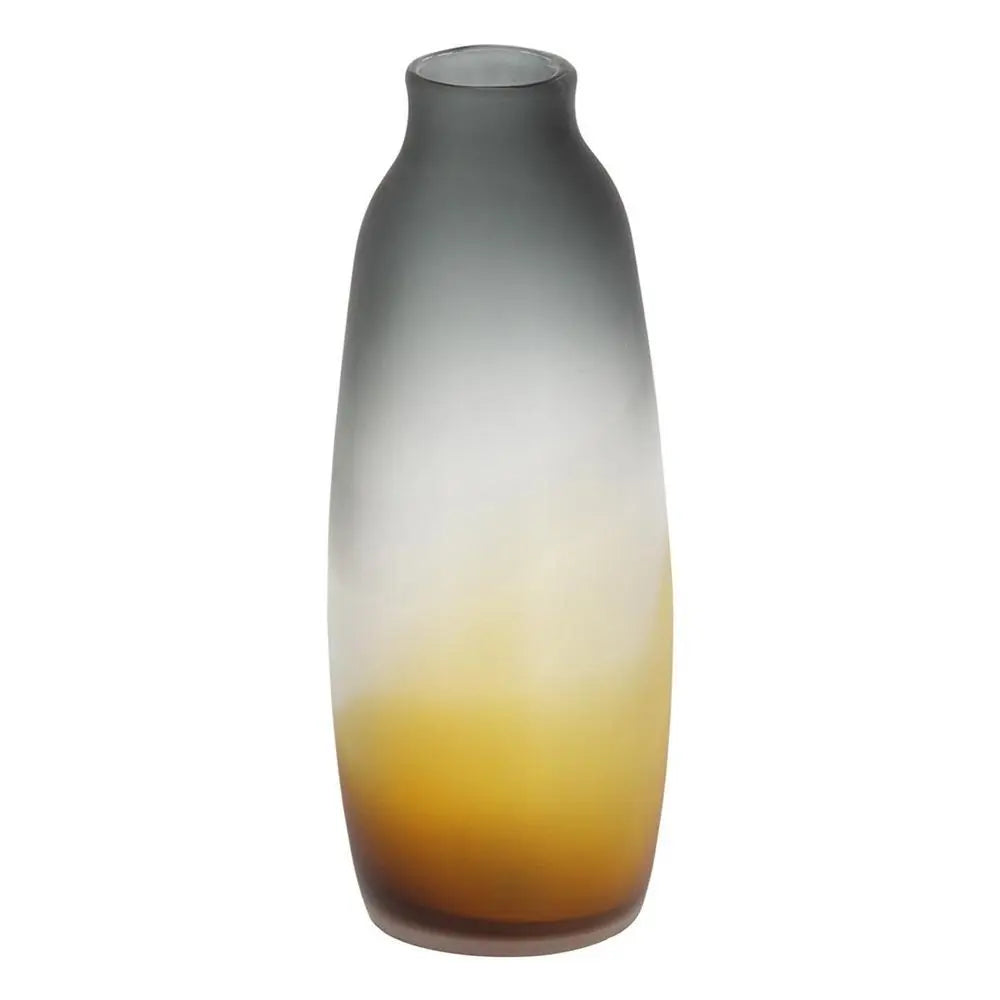 17" Charcoal And Orange Ombre Glass Table Vase - NOBLE HOME INTERIORS