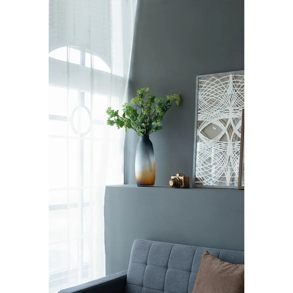 17" Charcoal And Orange Ombre Glass Table Vase - NOBLE HOME INTERIORS