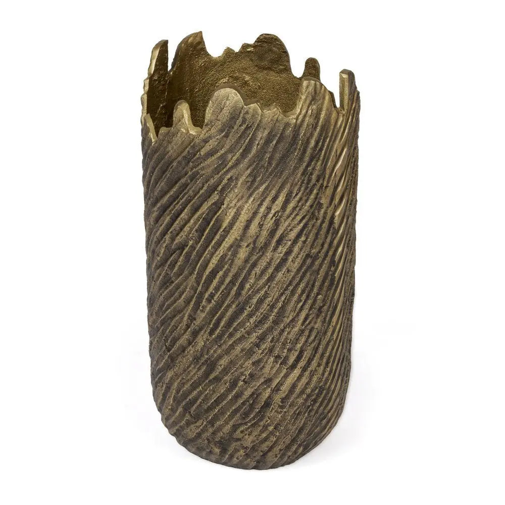 17" Gold Abstract Aluminum Table Vase - NOBLE HOME INTERIORS