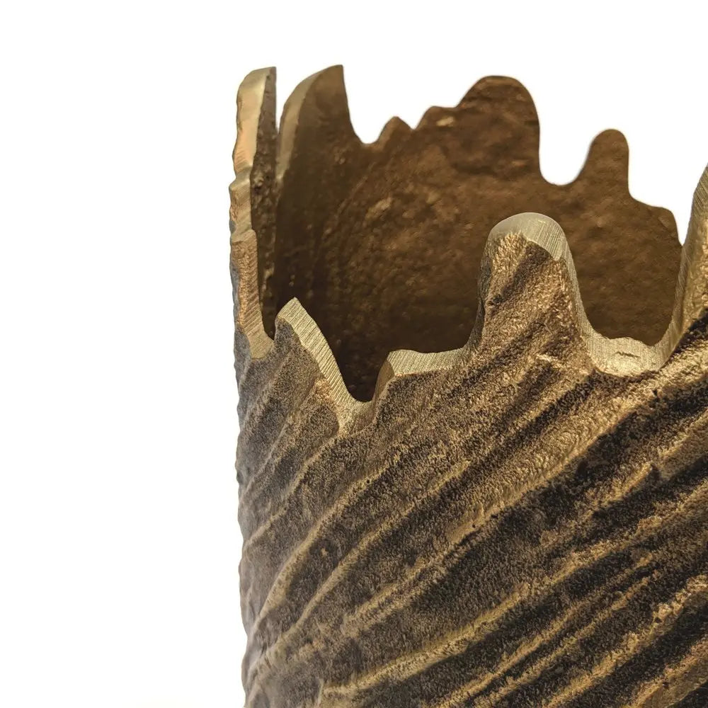 17" Gold Abstract Aluminum Table Vase - NOBLE HOME INTERIORS