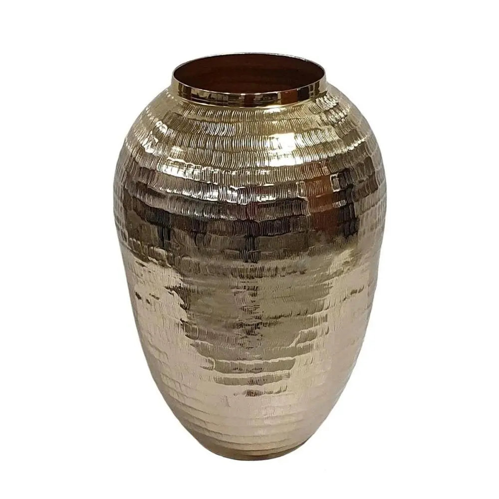 17" Gold Hammered Aluminum Urn Table Vase - NOBLE HOME INTERIORS