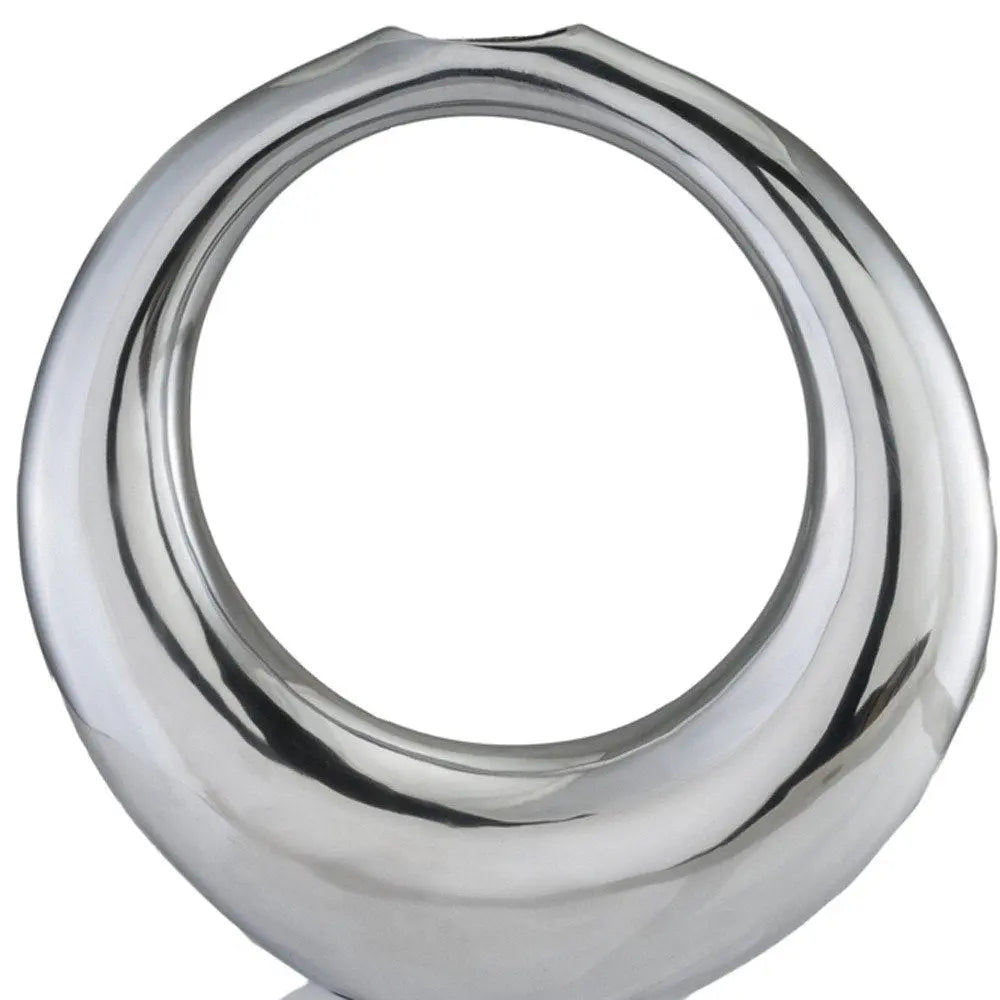 17" Silver Aluminum Ring Hoop Table Vase - NOBLE HOME INTERIORS