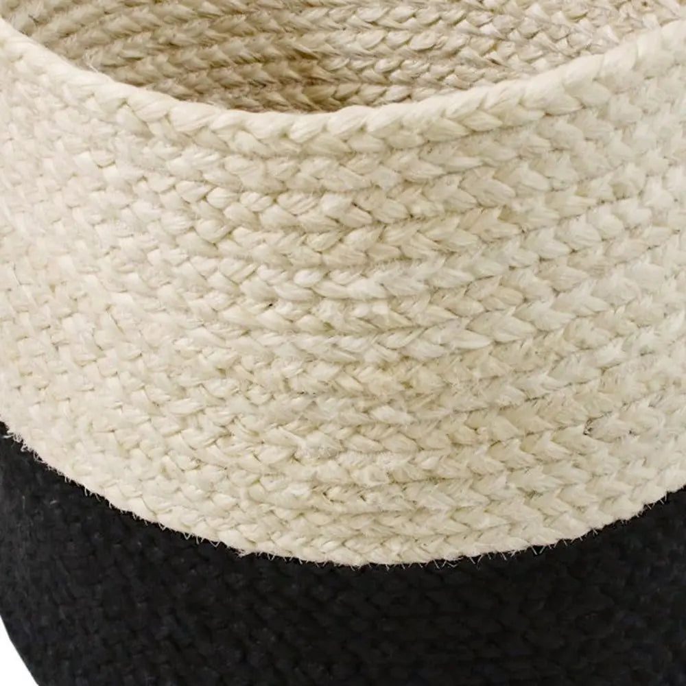17" White Jute Basket - NOBLE HOME INTERIORS