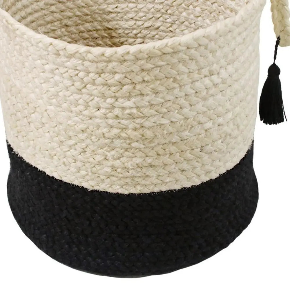 17" White Jute Basket - NOBLE HOME INTERIORS