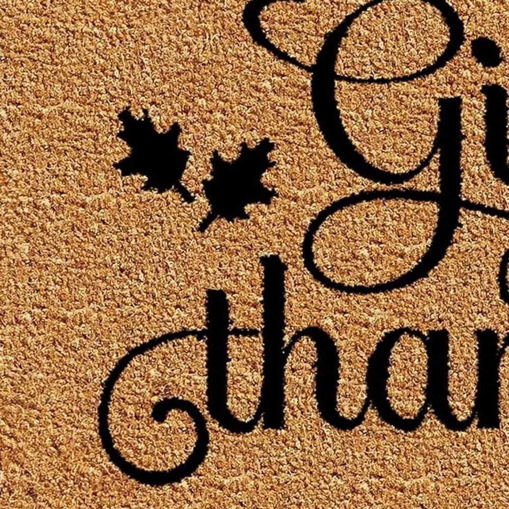 17" X 29" Black And Natural Coir Give Thanks Outdoor Door Mat - NOBLE HOME INTERIORS