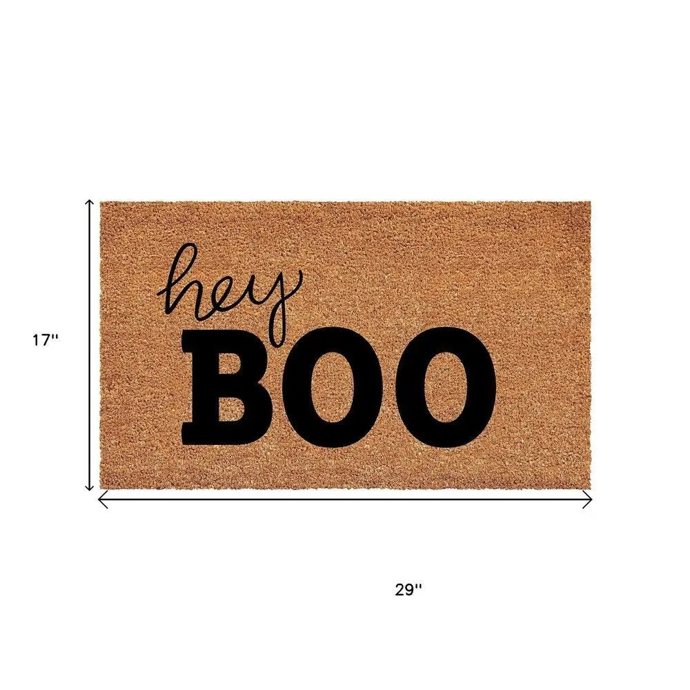 17" X 29" Black And Natural Halloween Halloween Hey There Outdoor Coir Door Mat - NOVA HOME FURNITURE