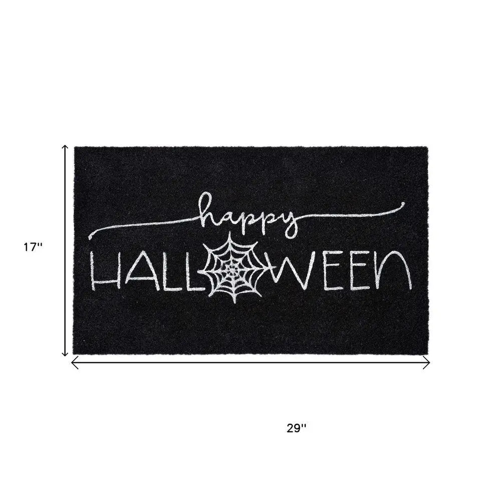 17" X 29" Black And White Halloween Halloween Happy Halloween Outdoor Coir Door Mat - NOVA HOME FURNITURE
