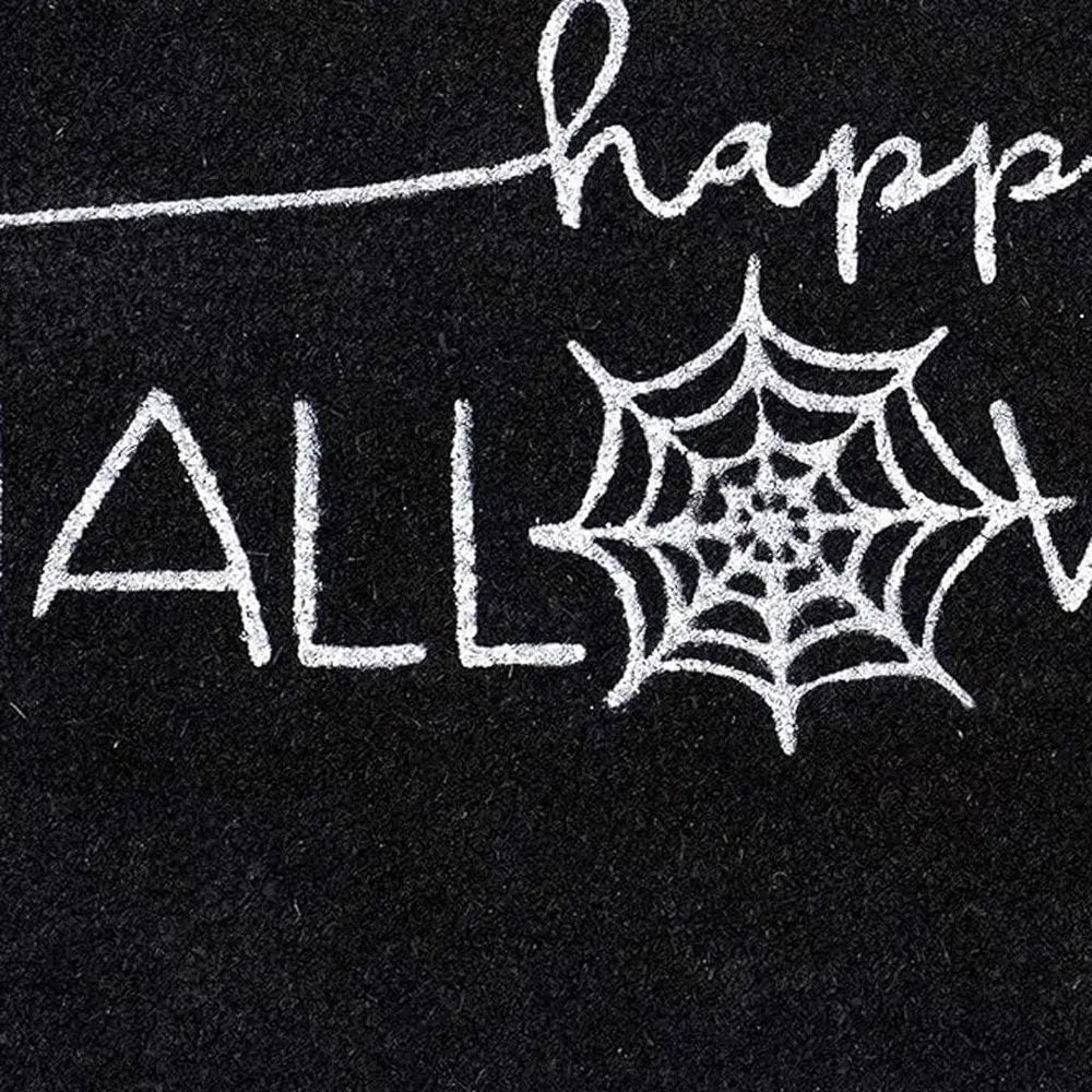 17" X 29" Black And White Halloween Halloween Happy Halloween Outdoor Coir Door Mat - NOVA HOME FURNITURE