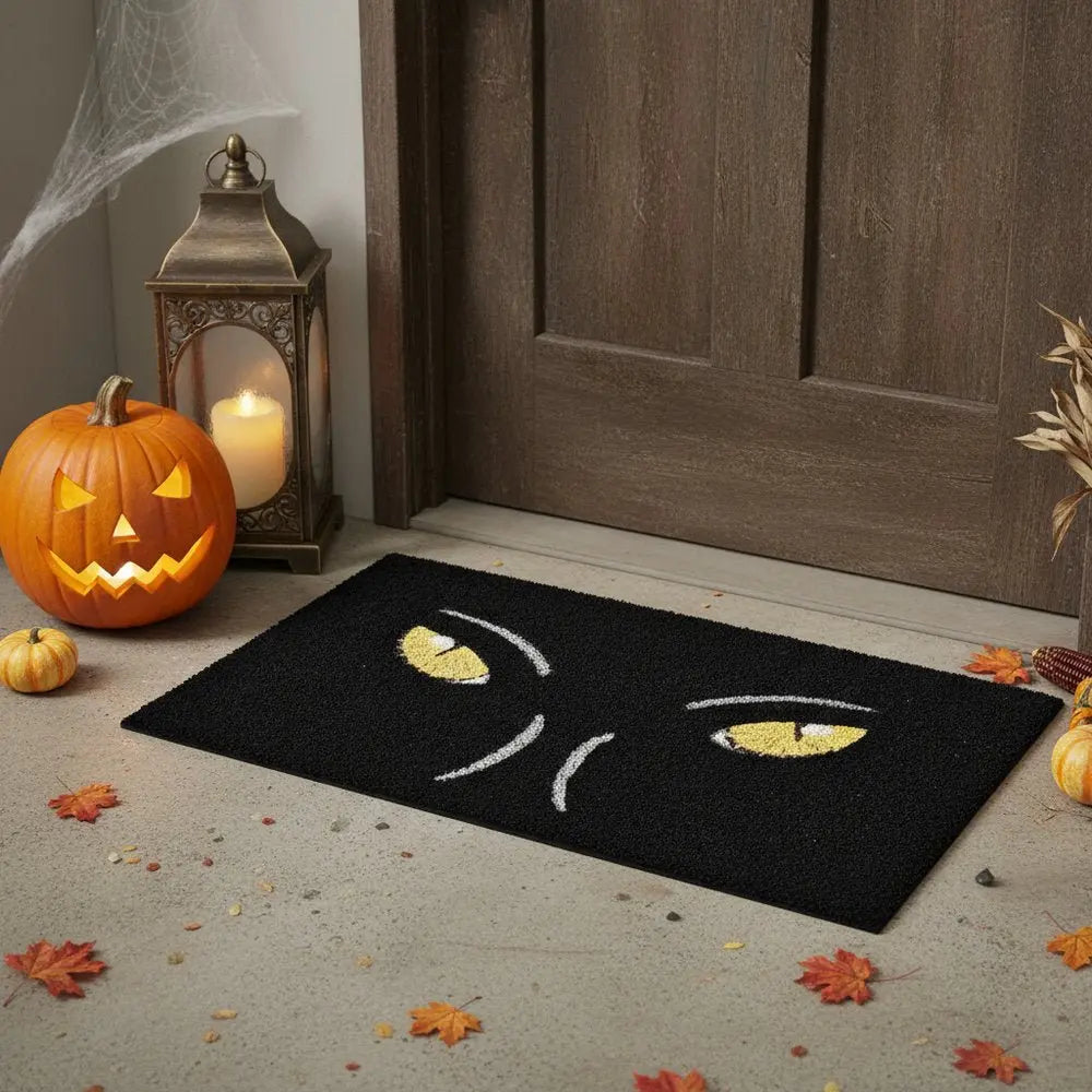 17" X 29" Black And White Halloween Halloween Outdoor Coir Door Mat - NOVA HOME FURNITURE