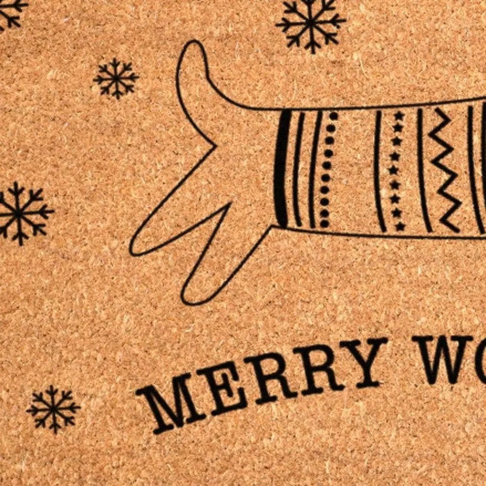17" X 29" Brown And Black Christmas Dachshund Outdoor Coir Door Mat - NOBLE HOME INTERIORS