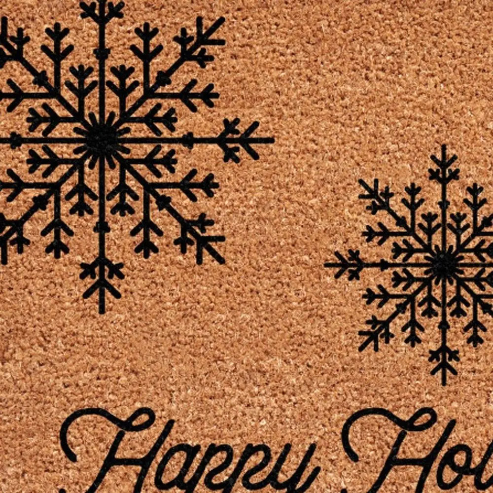 17" X 29" Brown And Black Christmas Merry Christmas Outdoor Coir Door Mat - NOVA HOME FURNITURE