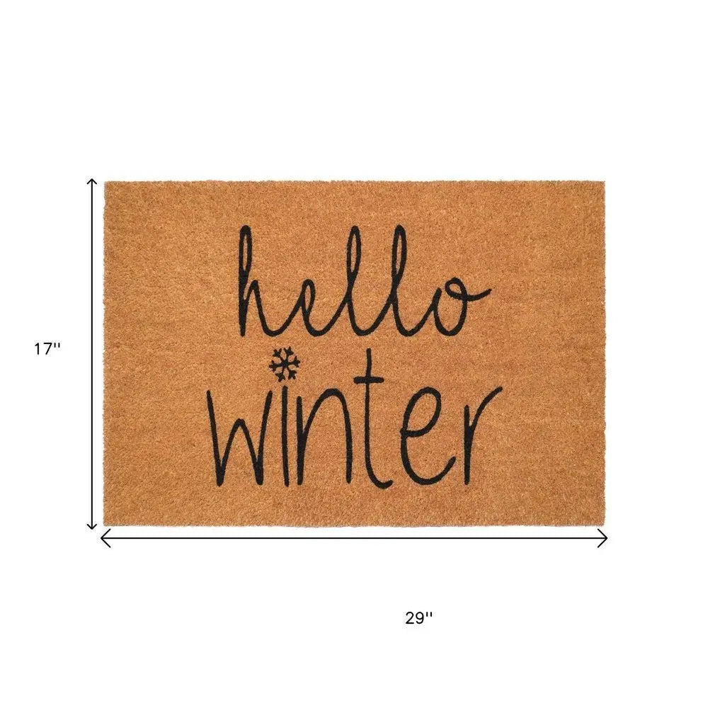 17" X 29" Brown And Black Christmas Outdoor Coir Door Mat - NOVA HOME FURNITURE
