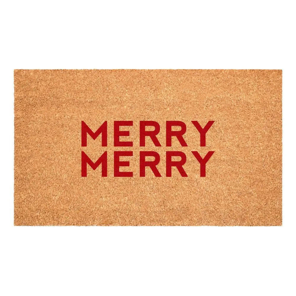 17" X 29" Brown And Black Christmas Outdoor Coir Door Mat - NOVA HOME FURNITURE