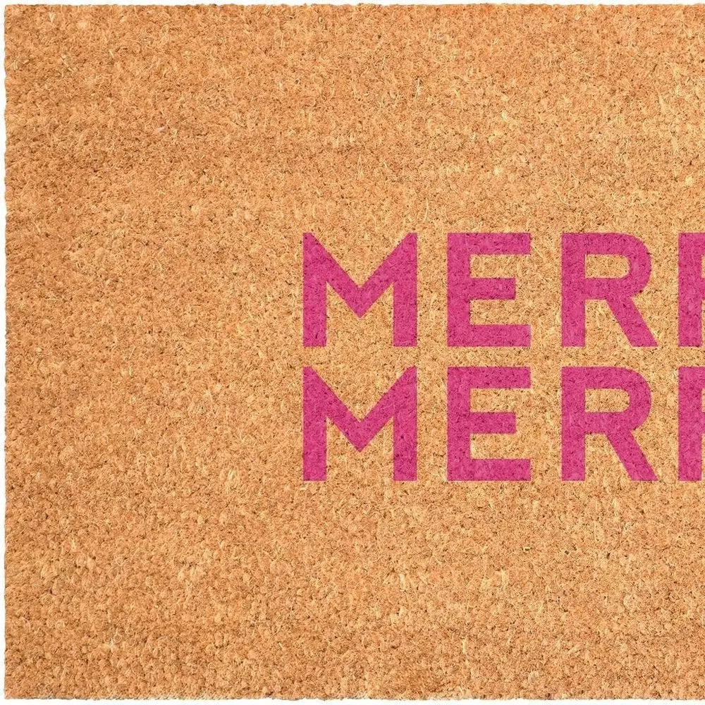 17" X 29" Brown And Black Christmas Outdoor Coir Door Mat - NOVA HOME FURNITURE