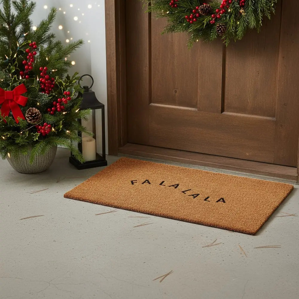 17" X 29" Brown And Black Christmas Outdoor Coir Door Mat - NOBLE HOME INTERIORS