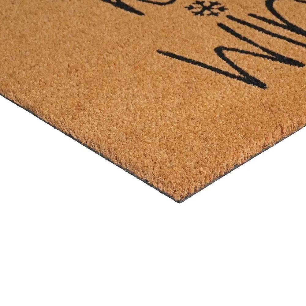 17" X 29" Brown And Black Christmas Outdoor Coir Door Mat - NOVA HOME FURNITURE