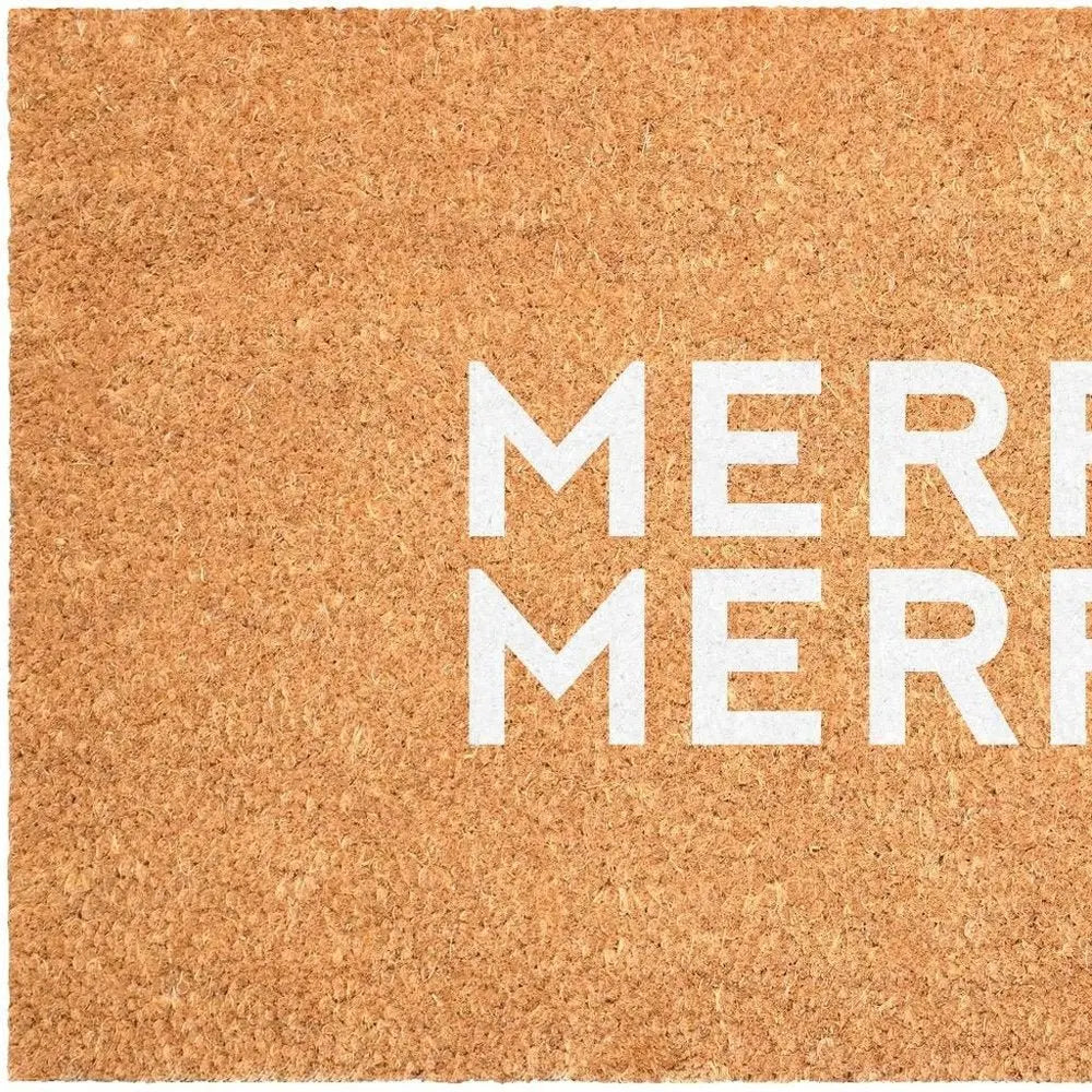 17" X 29" Brown And Black Christmas Outdoor Coir Door Mat - NOVA HOME FURNITURE