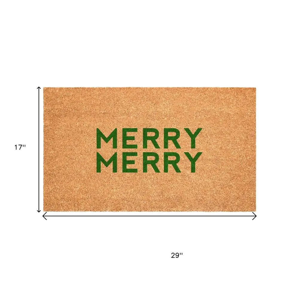 17" X 29" Brown And Black Christmas Outdoor Coir Door Mat - NOVA HOME FURNITURE