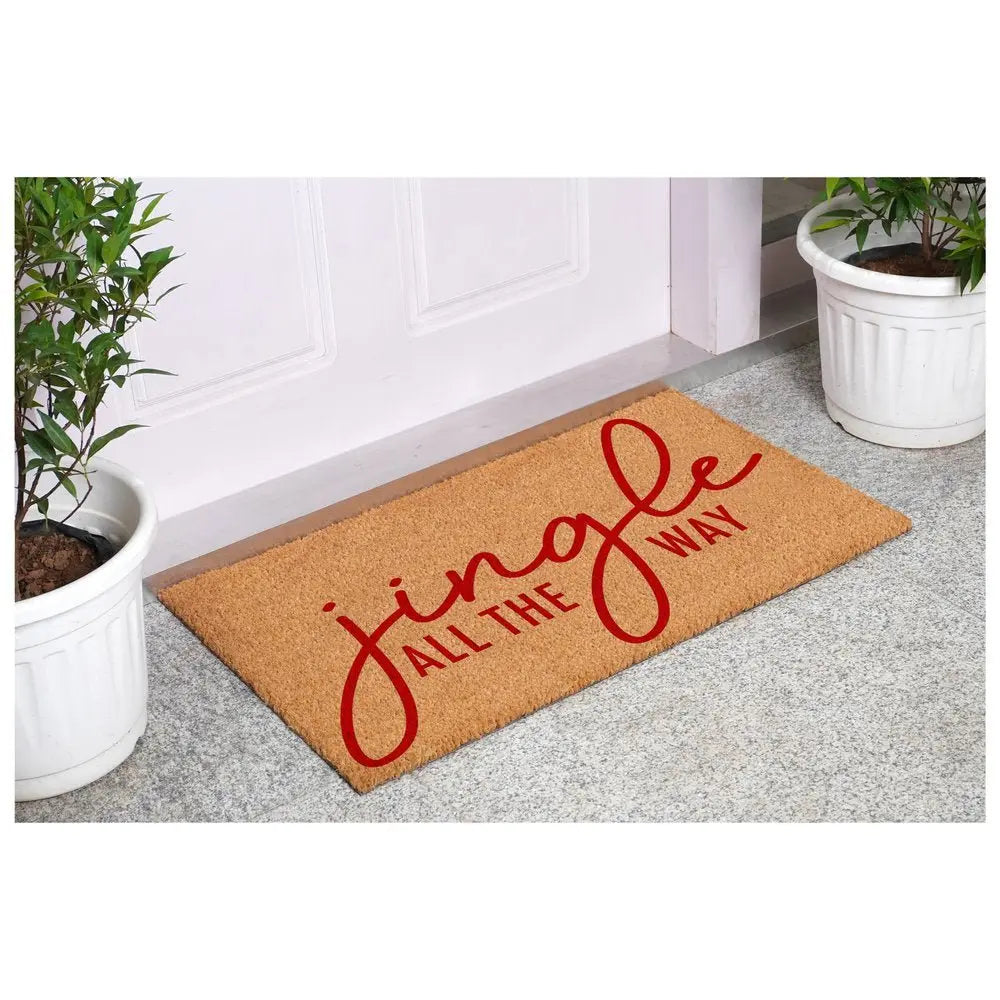 17" X 29" Brown And Black Christmas Outdoor Coir Door Mat - NOVA HOME FURNITURE