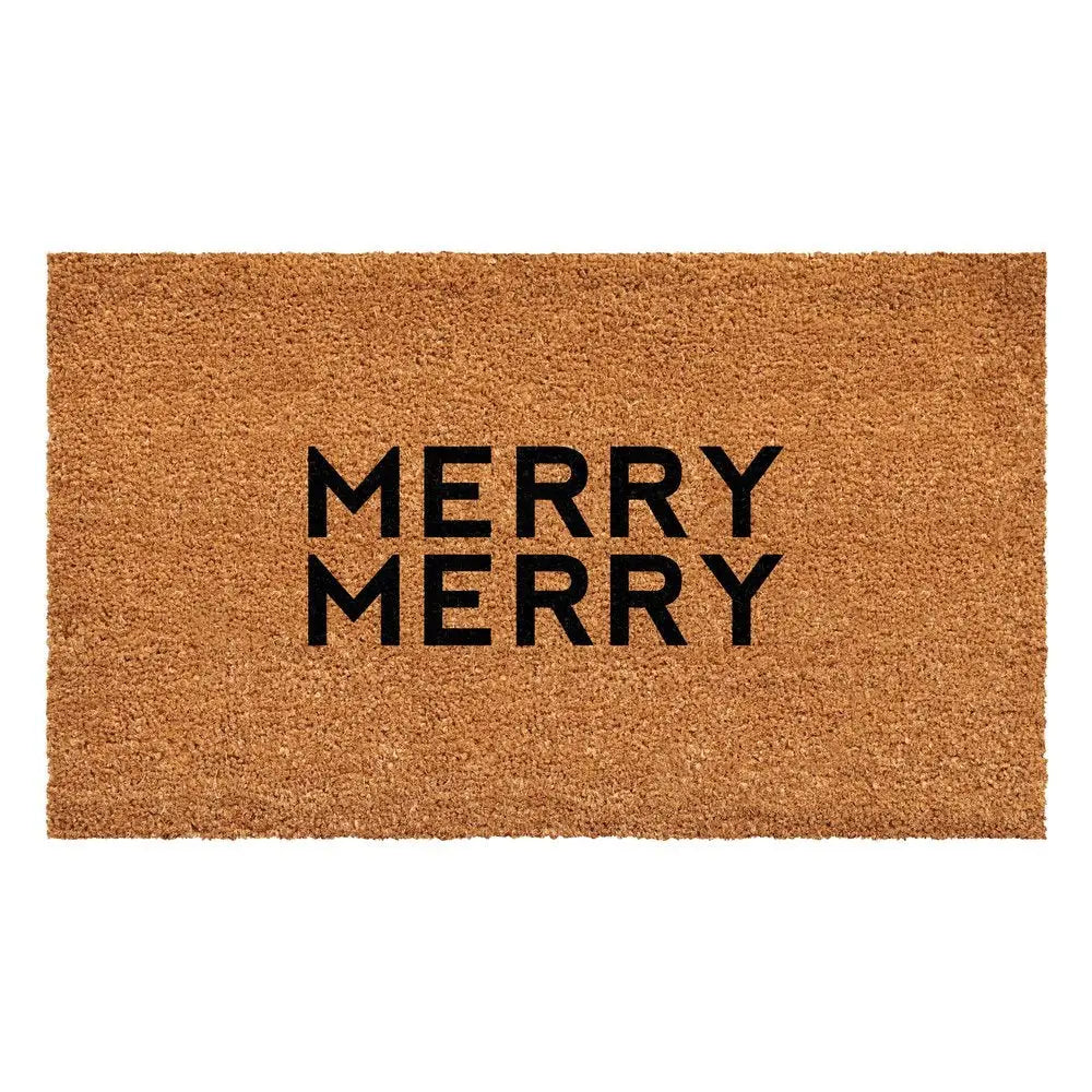 17" X 29" Brown And Black Christmas Outdoor Coir Door Mat - NOVA HOME FURNITURE