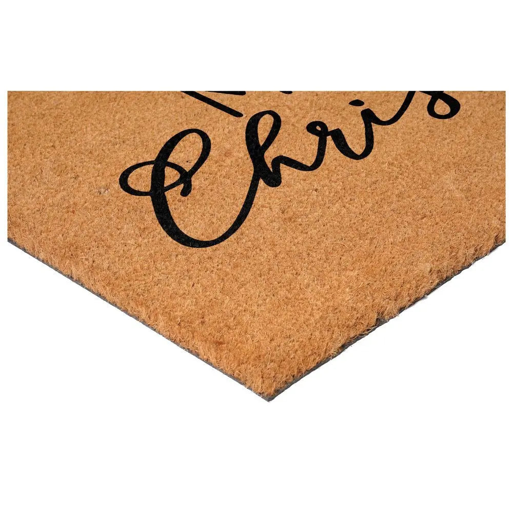17" X 29" Brown And Black Merry Christmas Outdoor Coir Door Mat - NOVA HOME FURNITURE