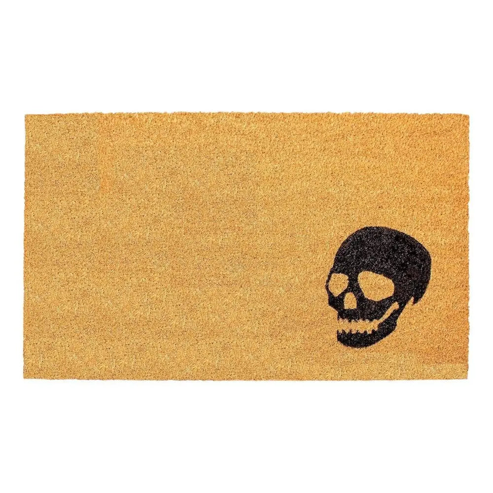 17" X 29" Brown And Natural Halloween Skull Outdoor Coir Door Mat - NOVA HOME FURNITURE