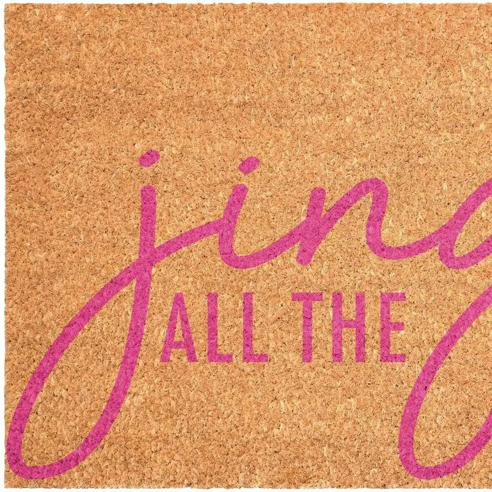 17" X 29" Brown And Pink Christmas Outdoor Coir Door Mat - NOVA HOME FURNITURE