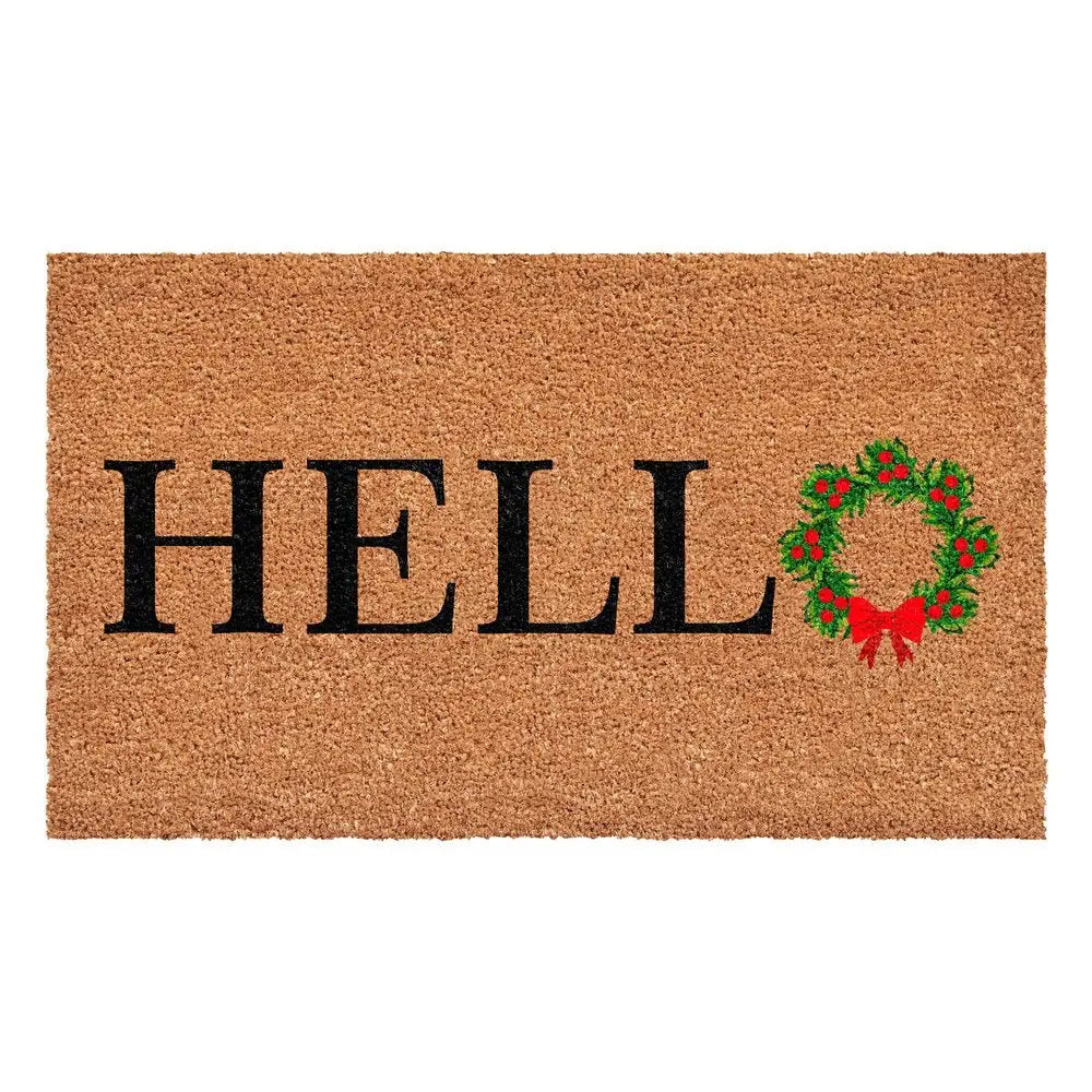 17" X 29" Brown Black And Green Christmas Outdoor Coir Door Mat - NOVA HOME FURNITURE