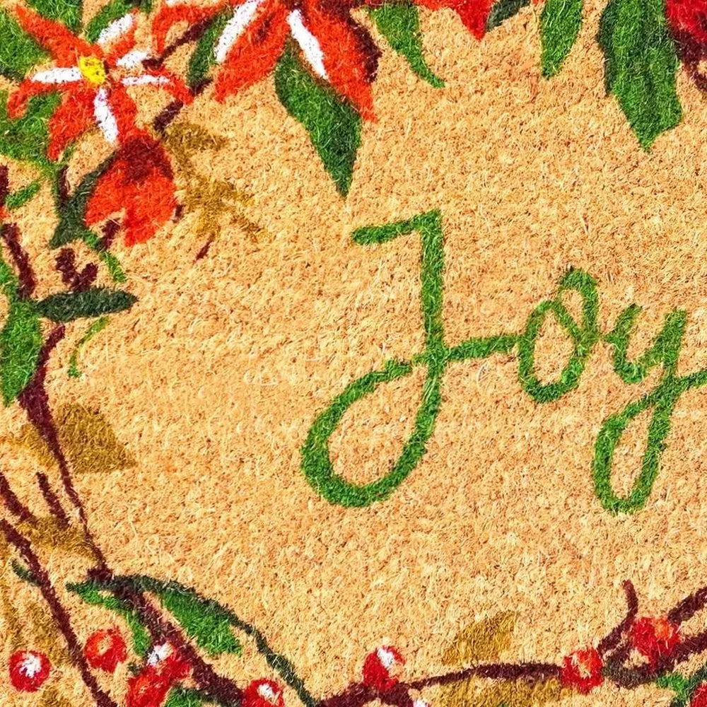 17" X 29" Brown Red And Green Christmas Outdoor Coir Door Mat - NOVA HOME FURNITURE