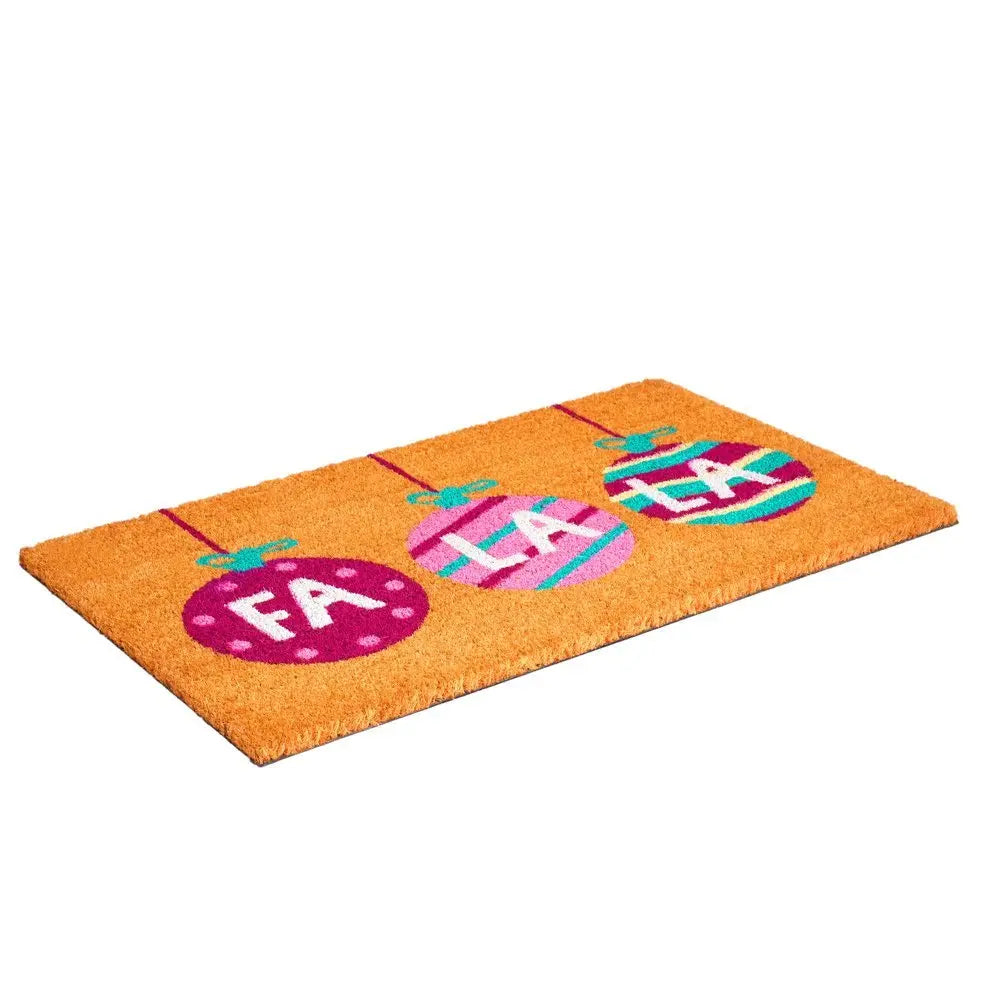 17" X 29" Brown White And Pink Christmas Outdoor Coir Door Mat - NOVA HOME FURNITURE
