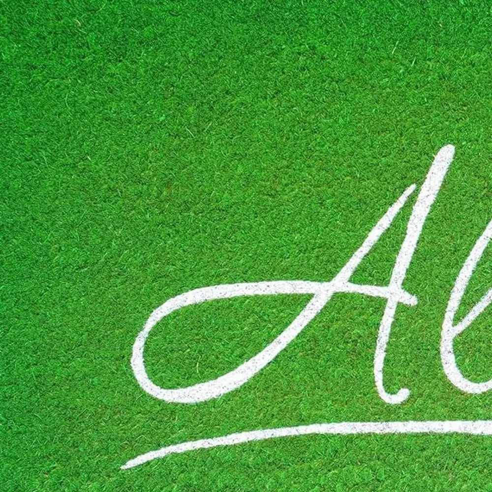 17" X 29" Green And White Aloha Outdoor Coir Door Mat - NOBLE HOME INTERIORS