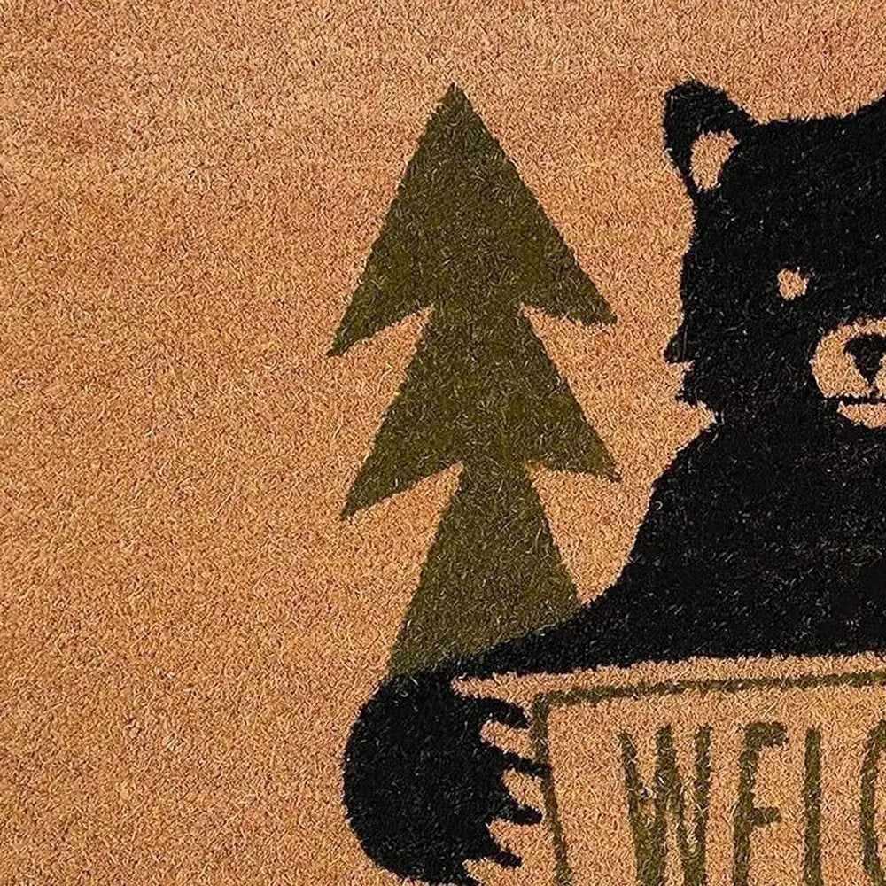 17" X 29" Natural And Black Coir Bear Outdoor Door Mat - NOBLE HOME INTERIORS