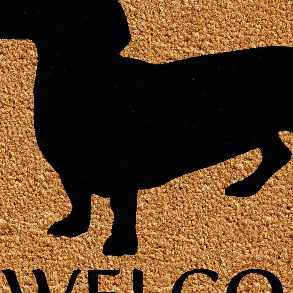 17" X 29" Natural and Black Coir Dachshund Welcome Outdoor Door Mat - NOBLE HOME INTERIORS