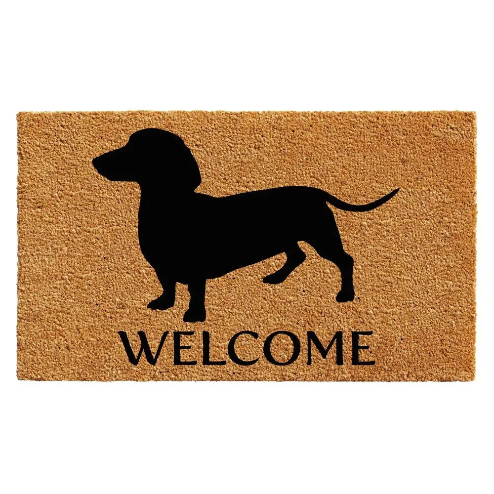 17" X 29" Natural and Black Coir Dachshund Welcome Outdoor Door Mat - NOBLE HOME INTERIORS