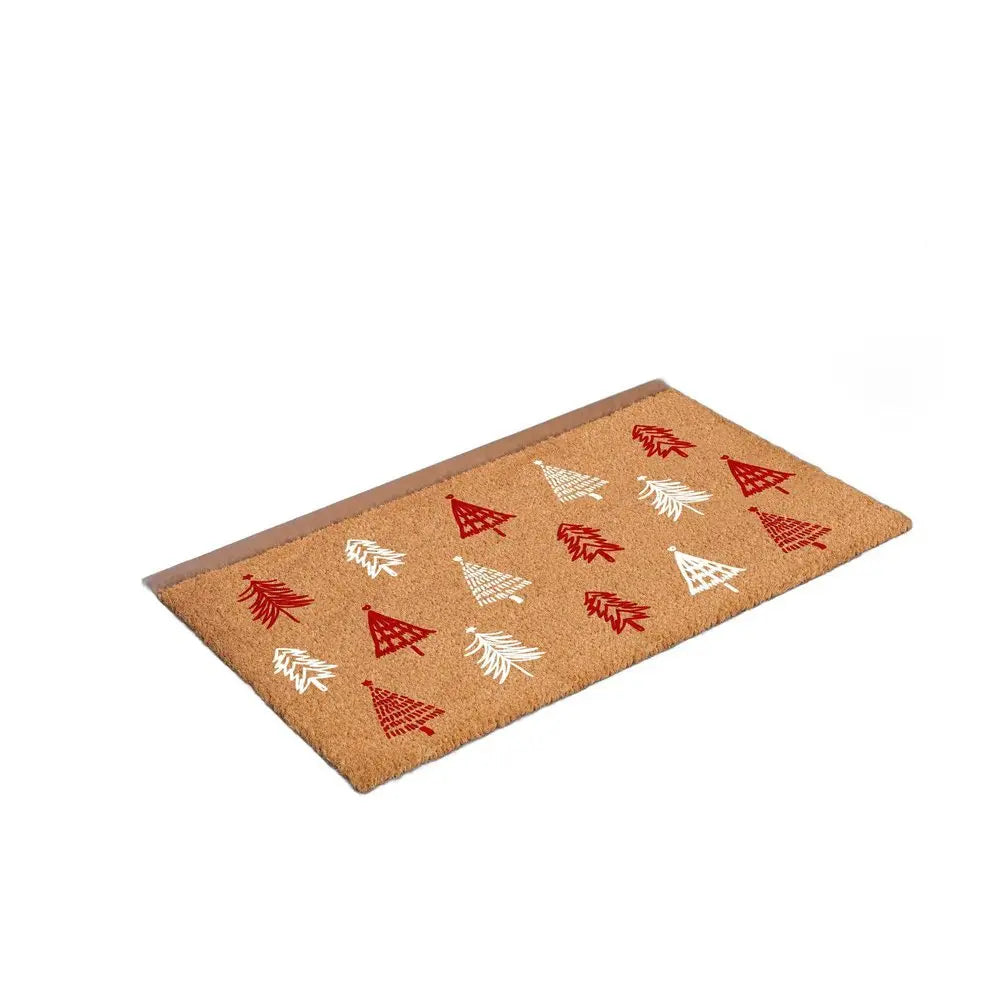 17" X 29" Natural and Black Coir Floral Welcome Outdoor Door Mat - NOBLE HOME INTERIORS