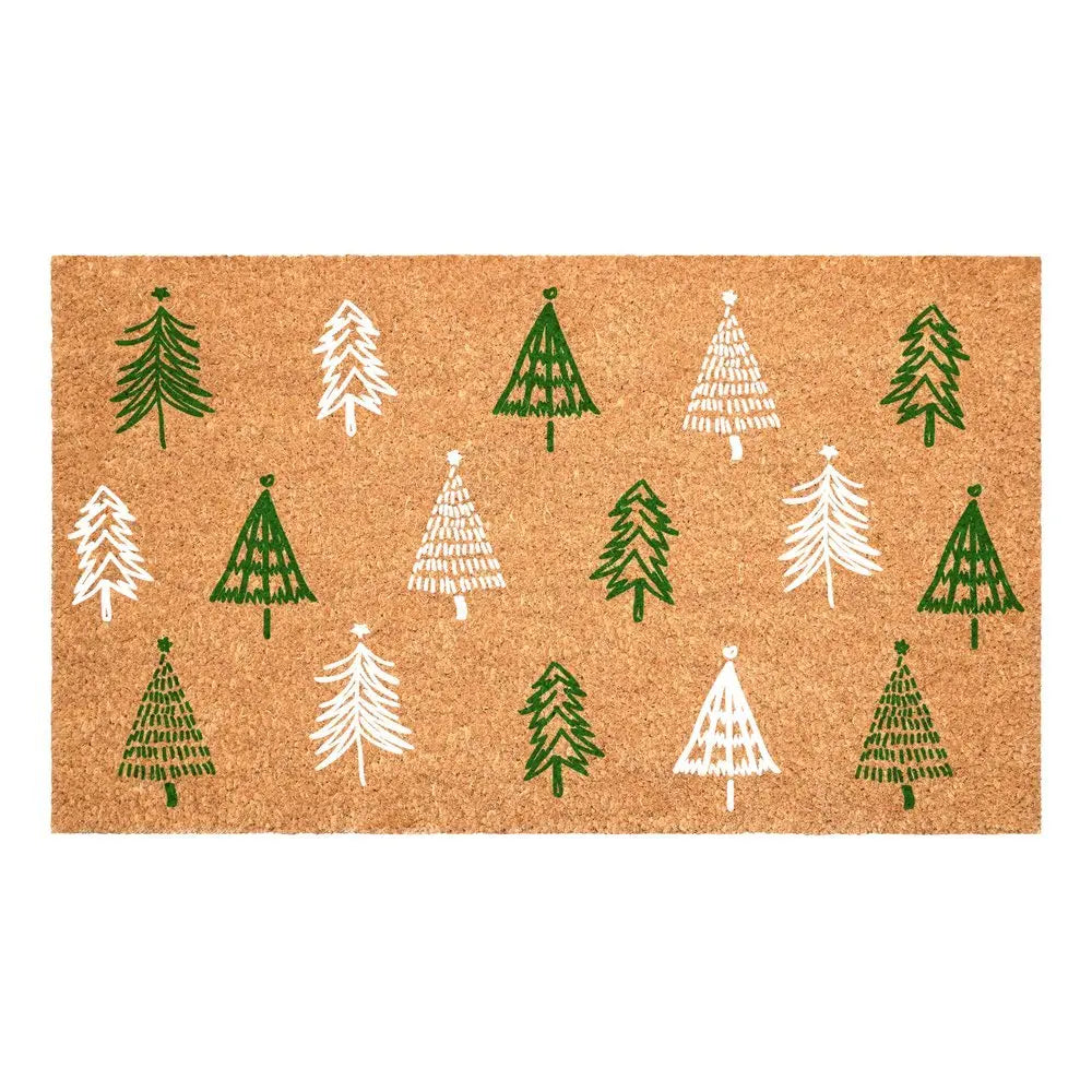 17" X 29" Natural and Black Coir Floral Welcome Outdoor Door Mat - NOBLE HOME INTERIORS