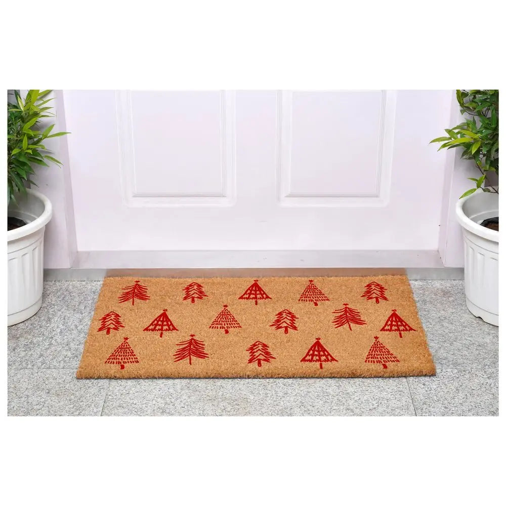 17" X 29" Natural and Black Coir Floral Welcome Outdoor Door Mat - NOBLE HOME INTERIORS