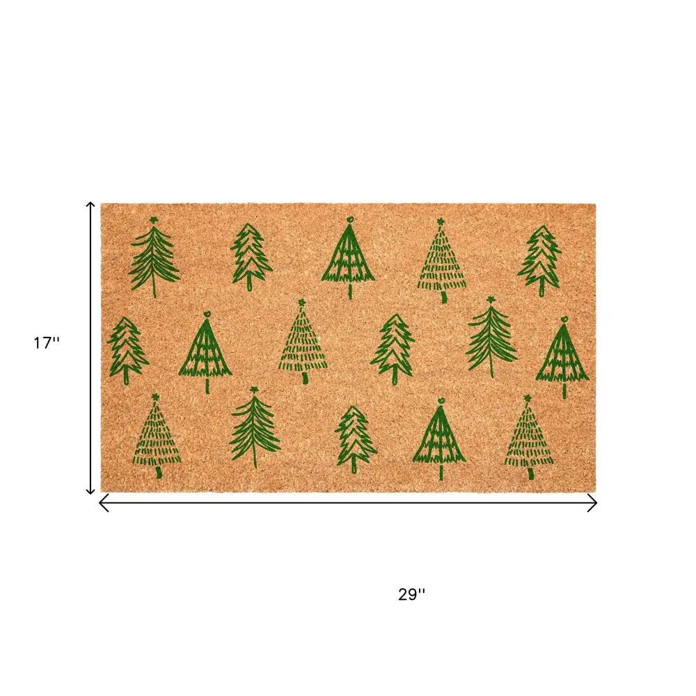 17" X 29" Natural and Black Coir Floral Welcome Outdoor Door Mat - NOBLE HOME INTERIORS