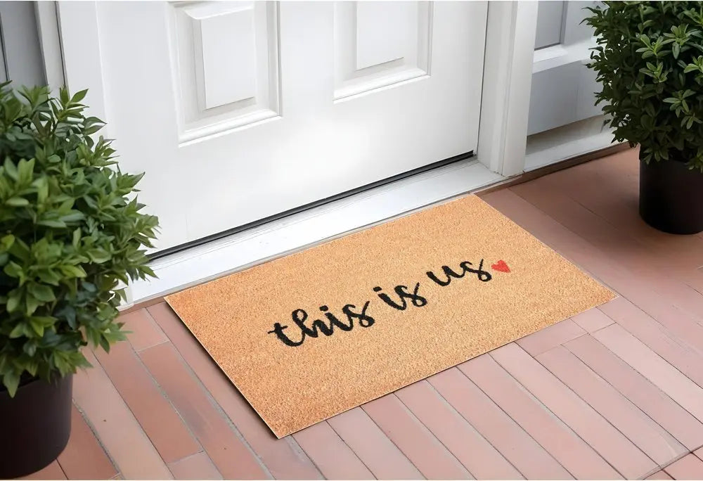 17" X 29" Natural and Black Coir This is Us Outdoor Door Mat - NOBLE HOME INTERIORS