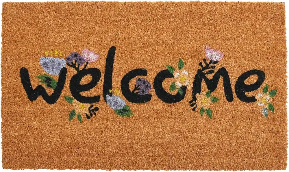 17" X 29" Natural and Black Coir Welcome Outdoor Door Mat - NOBLE HOME INTERIORS