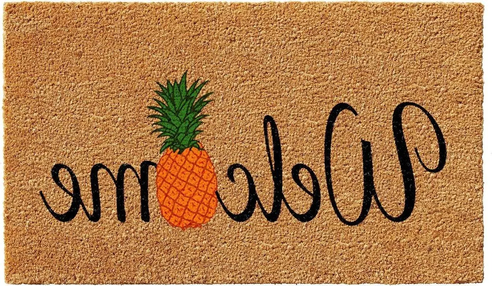 17" X 29" Natural And Black Pineapple Welcome Outdoor Coir Door Mat - NOBLE HOME INTERIORS