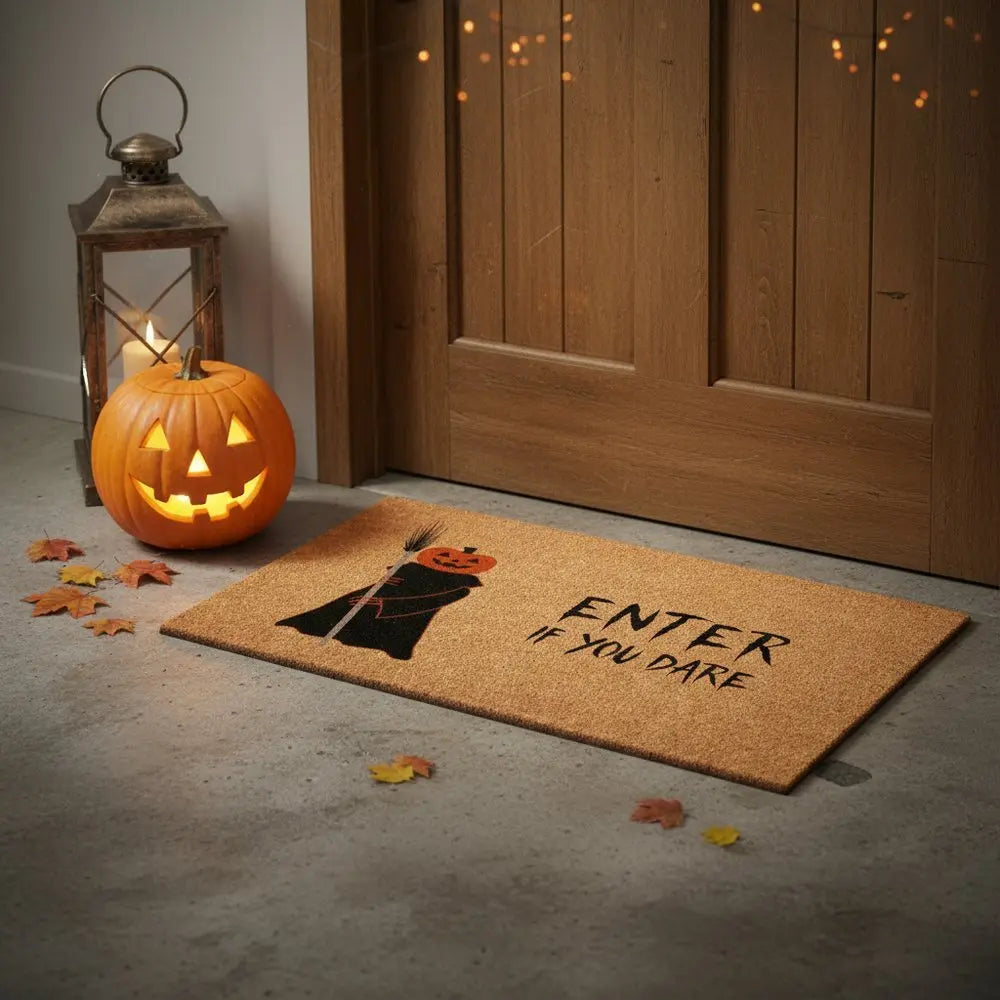 17" X 29" Natural And Brown Halloween Halloween Outdoor Coir Door Mat - NOBLE HOME INTERIORS