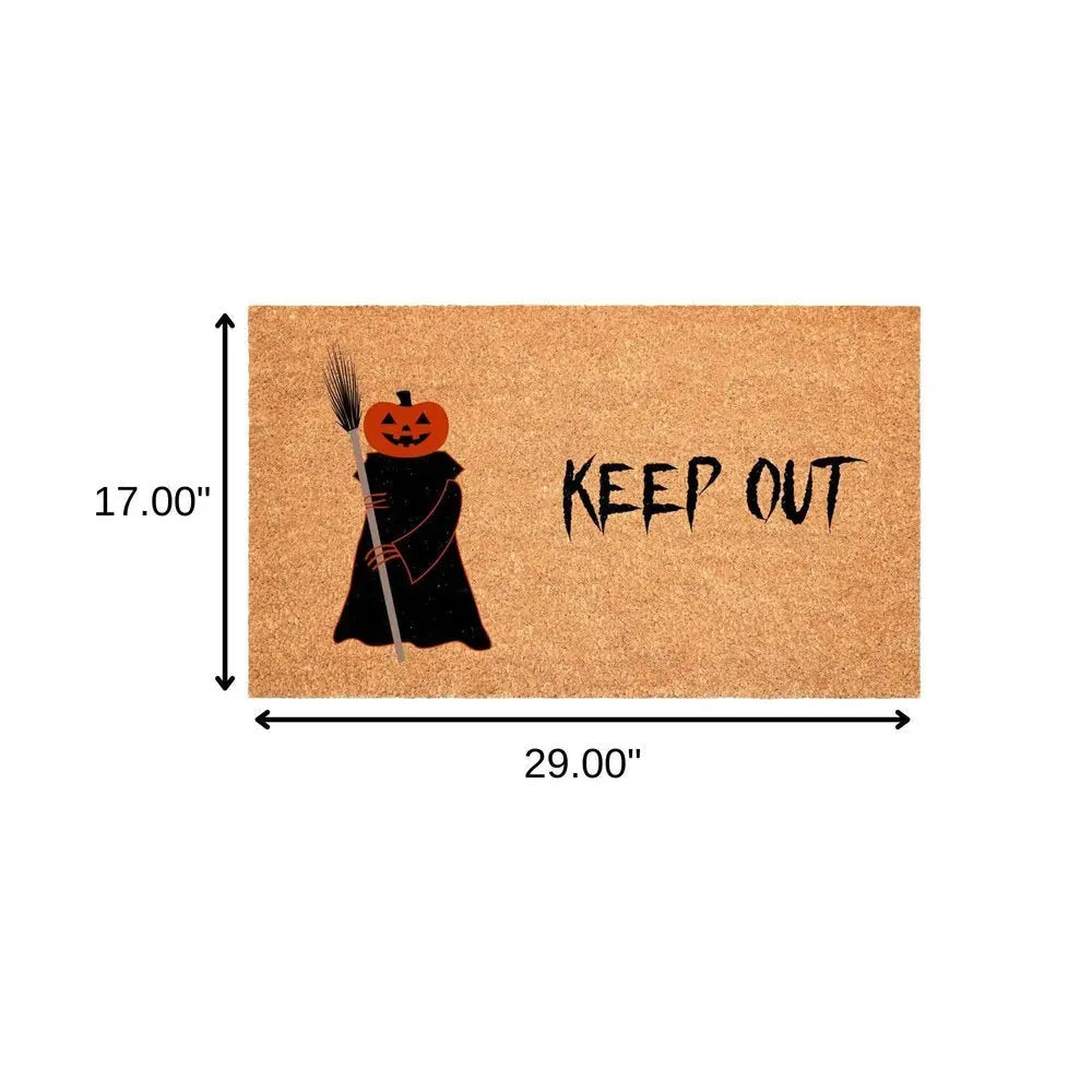 17" X 29" Natural And Brown Halloween Halloween Outdoor Coir Door Mat - NOVA HOME FURNITURE